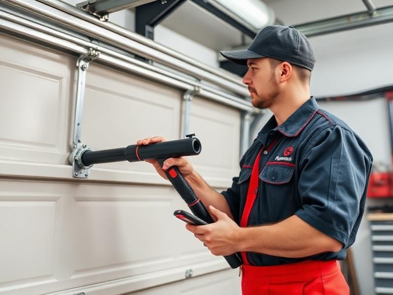 Professional garage door technician performing quality repair service